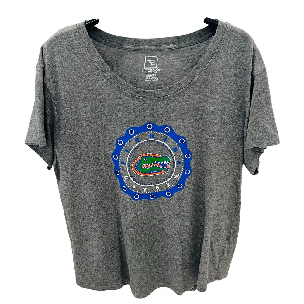 Florida Gators Womens XL Graphic T-Shirt Gray ProEdge Rhinestone Bling Tee